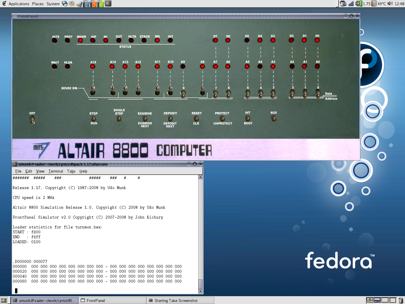 Altair 8800 running ROM monitor