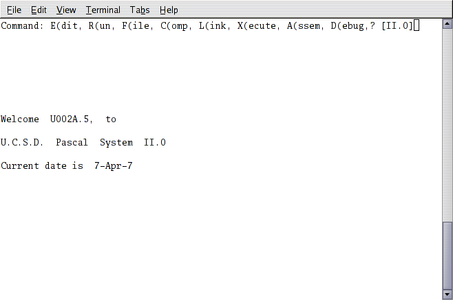 Booting UCSD p-System II.0