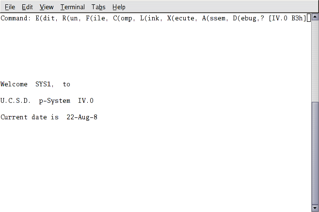 Booting UCSD p-System IV.0